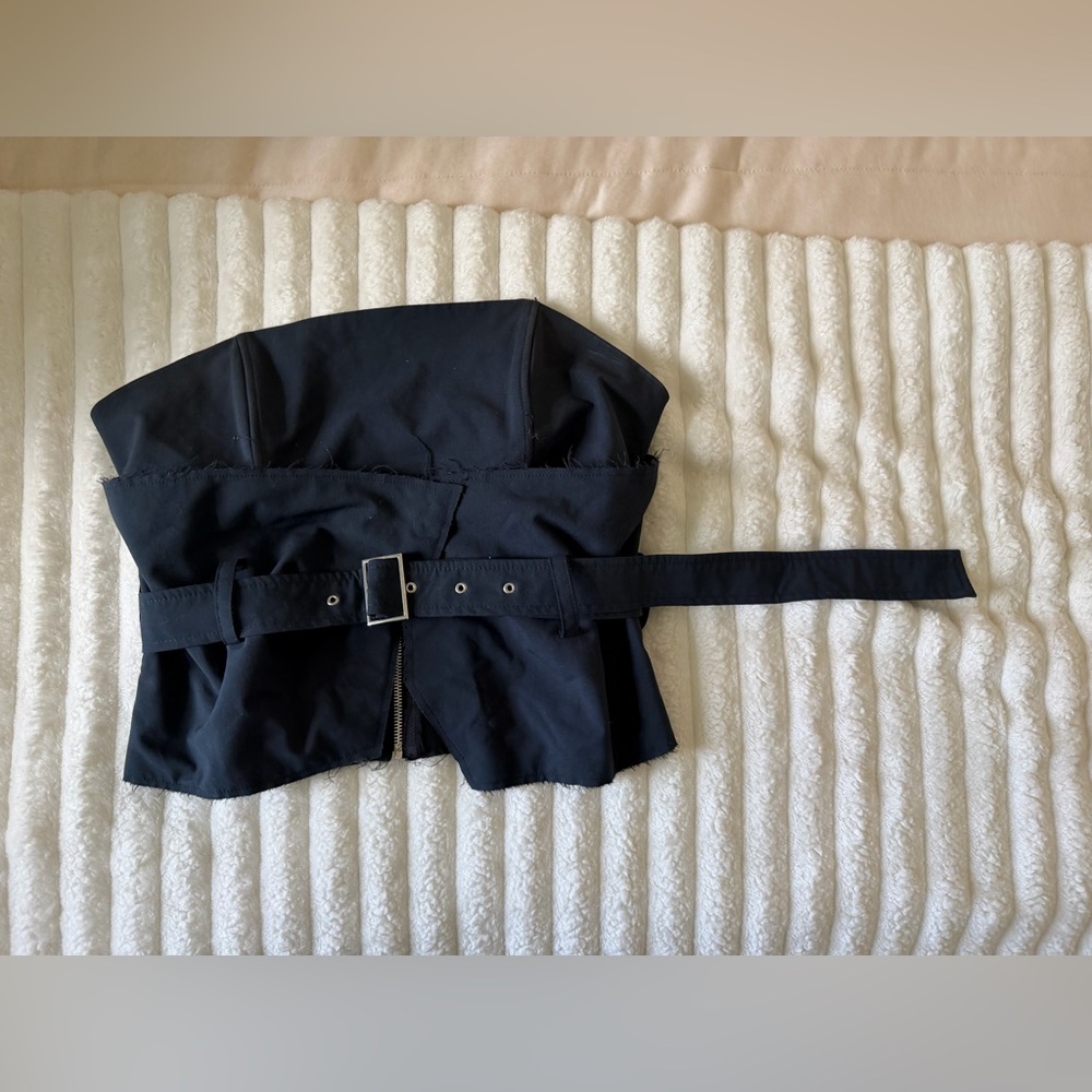 Zara Strapless dark gray Belted Bustier Top